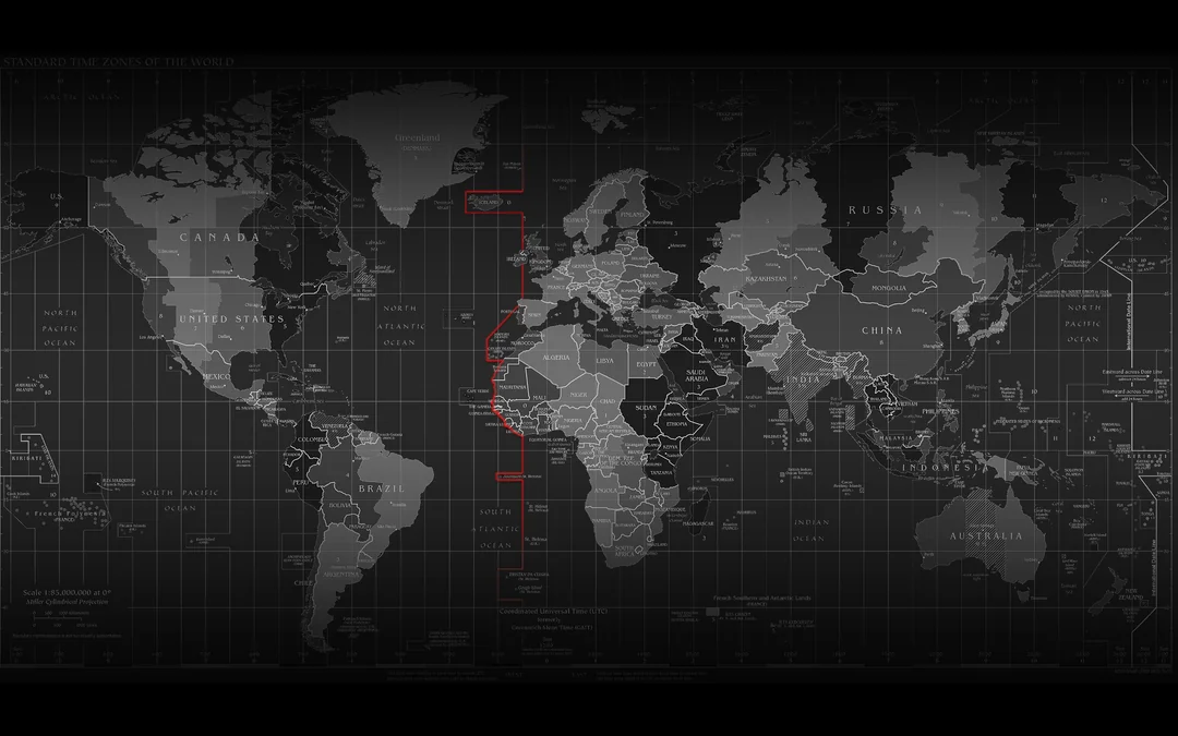 Mapa mundial de husos horarios y jurisdicciones fiscales